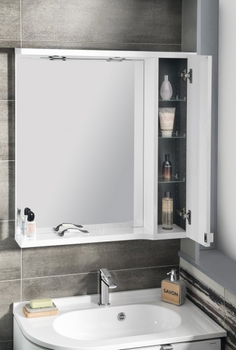 Sapho PULSE 75 jobbos tükrösszekrény LED világítással, fehér/antracit PU078-3034