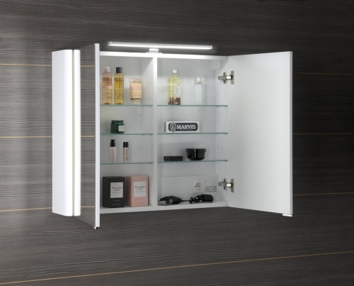 Sapho LUCIE 86x70cm tükrösszekrény LED világítással, fehér LU085-0030