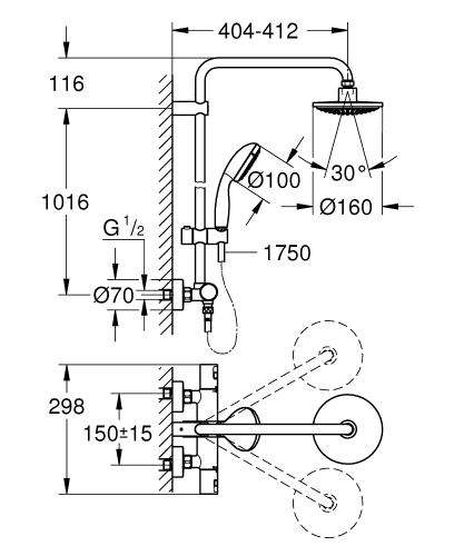 Grohe Vitalio Start System 160 termosztátos zuhanyrendszer 27960000