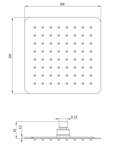 Deante Floks 20x20 cm-es fejzuhany fehér NAC_605K
