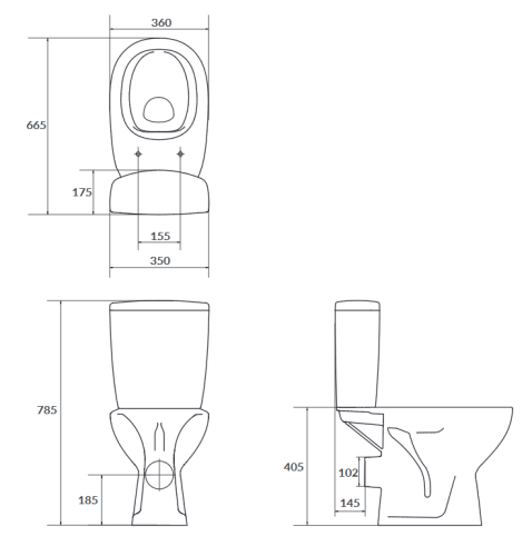 Cersanit Arteco Compact perem nélküli hátsó kifolyású monoblokkos wc lassú záródású wc ülőkével K667-056