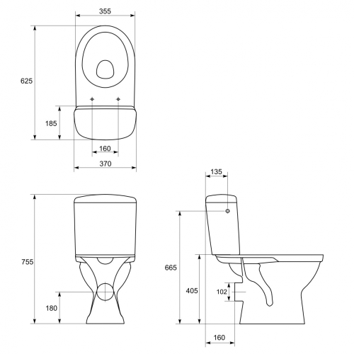 Cersanit Merida Compact hátsó kifolyású monoblokkos wc ülőkével K03-014