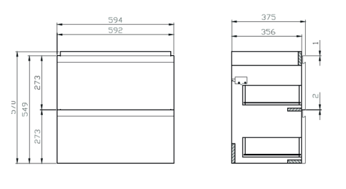 Cersanit Moduo Slim 60 alsószekrény mosdóval, szürke S801-226-DSM