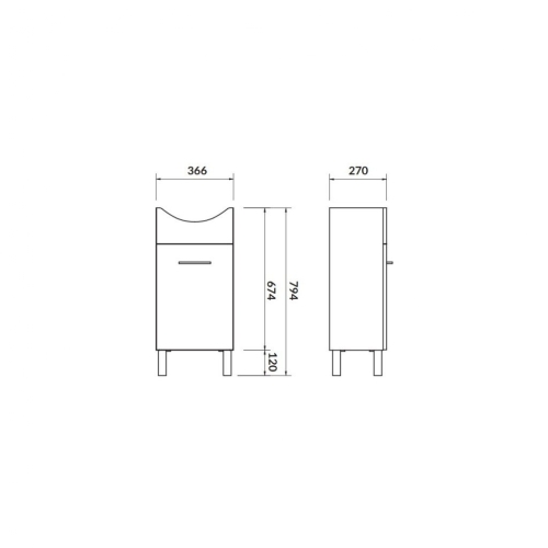 Cersanit Olivia mosdószekrény 40-es mosdóhoz, fehér S543-001-DSM