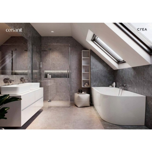 Cersanit Crea 170x82 cm sarokba helyezhető szabadonálló kád, balos S301-329