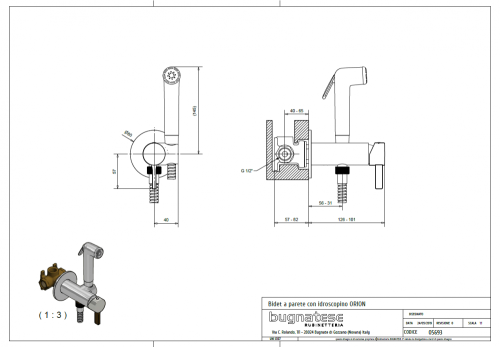 Bugnatese ORION fal alatti bidet csaptelep, fényes foszforszürke 5693NF