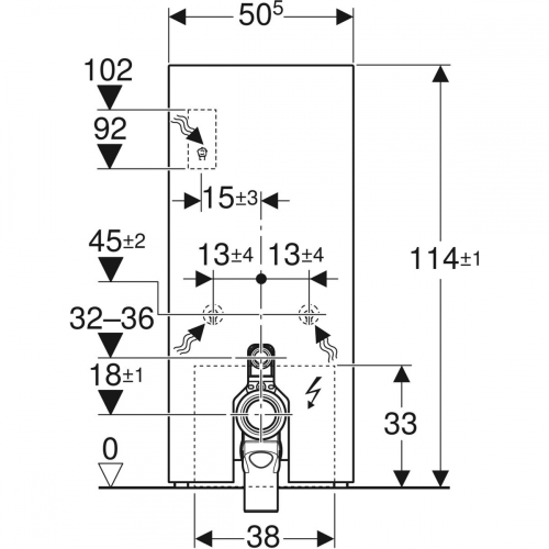Geberit Monolith Plus 114 szanitermodul talpon álló WC-hez, fekete üveg 131.233.SJ.7