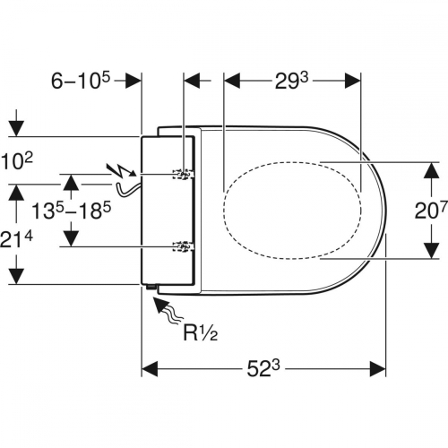 Geberit AquaClean Tuma Comfort WC kerámiára szerelhető berendezés, fehér üveg 146.273.SI.1