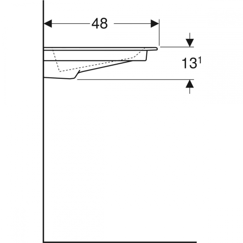 Geberit ONE 90x48 cm KeraTect mosdó bal oldali pakolófelülettel, fehér 505.009.00.1