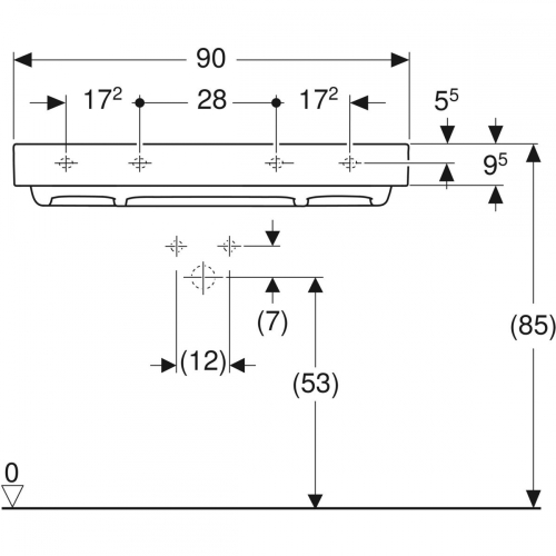 Geberit ONE 90x48 cm KeraTect mosdó, fehér 505.038.00.1