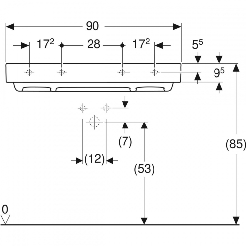 Geberit ONE 90x48 cm KeraTect mosdó csaplyuk nélkül, fehér 505.037.00.1