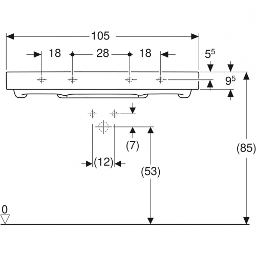 Geberit ONE 105x48 cm KeraTect mosdó, fehér 505.046.00.1