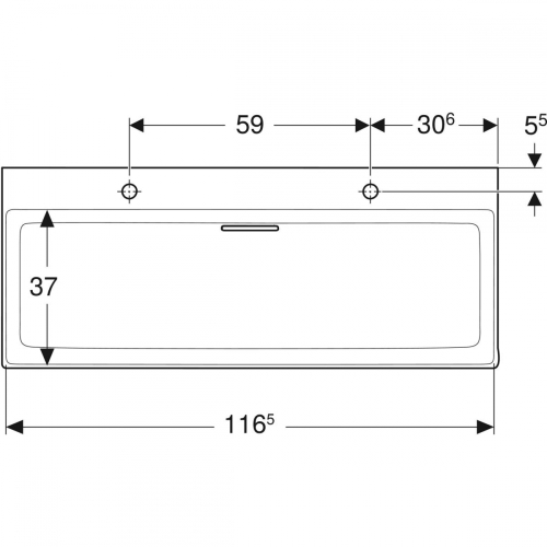Geberit ONE 120x48 cm KeraTect mosdó 2 csaplyukkal, fehér 505.049.00.1
