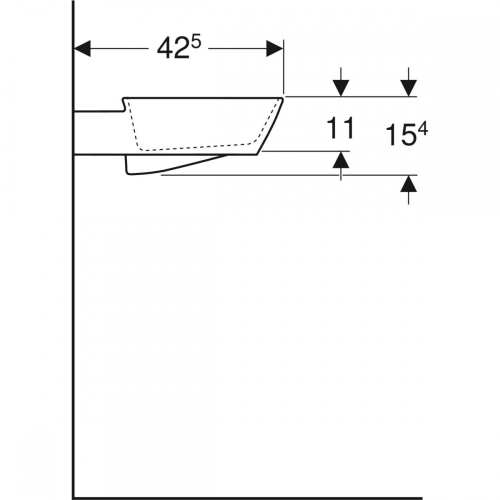 Geberit ONE 50x42,5 cm pultra ültethető mosdó csaplyuk nélkül, matt fehér 505.052.00.1