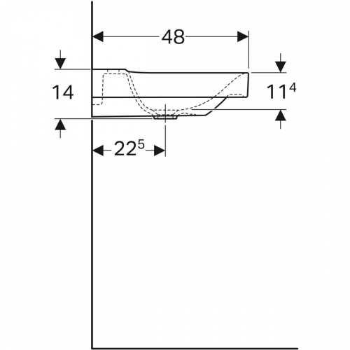 Geberit Xeno 90x48 cm KeraTect mosdó csaplyuk nélkül, jobb oldali pakolófelülettel, fehér 500.534.01.1