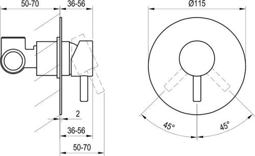 Ravak Espirit ES 062.20BLM.O1 Falba szüllyesztett csaptelep, egyutas, belső egységgel - Black Matt X070285