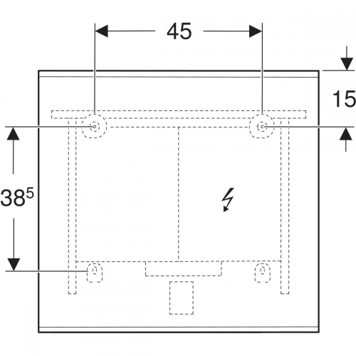 Geberit Option Plus Square 75x70 cm tükör világítással, matt fekete/eloxált alumínium 502.782.14.1