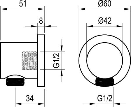Ravak 701.21GB Fali zuhany csatlakozó, Graphite Brushed X07P697