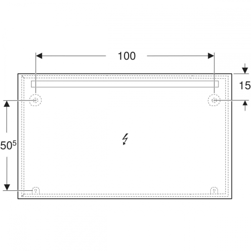 Geberit Option Basic Square 120x70 cm tükör világítással, eloxált alumínium 502.810.00.1