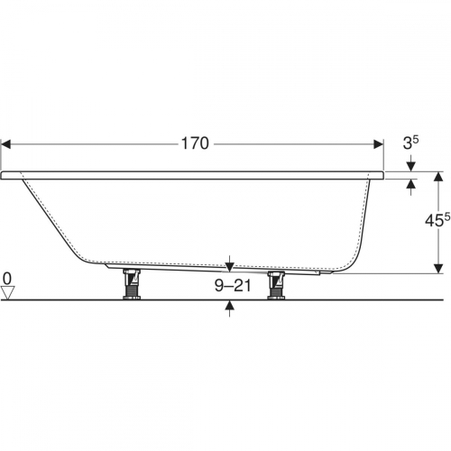 Geberit Perfect 170x75 cm egyenes fürdőkád lábakkal, fehér 554.073.01.1