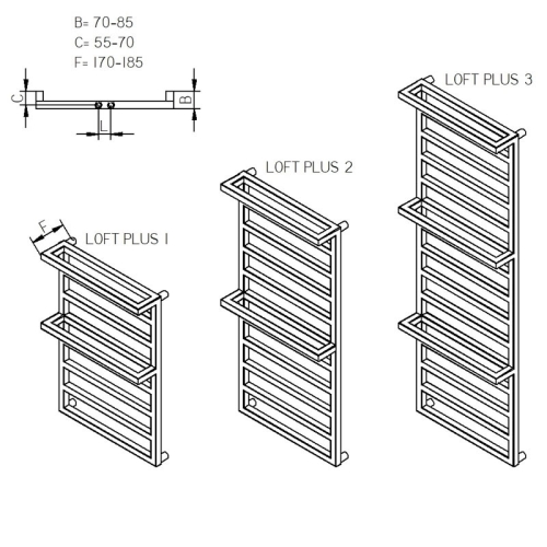Radeco LOFT PLUS 1 design fürdőszobai radiátor (821x550 mm, színes)