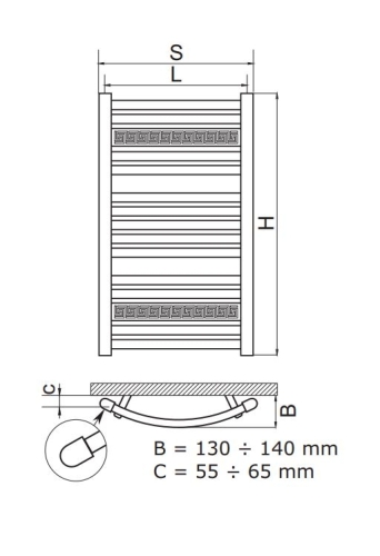 Radeco ZORBA 5 design fürdőszobai radiátor (1255x550 mm, színes)