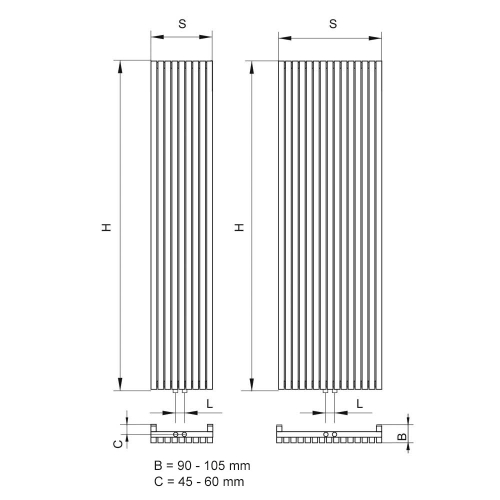 Radeco TORGET PLUS 4 design fürdőszobai radiátor (1200x562 mm, színes)