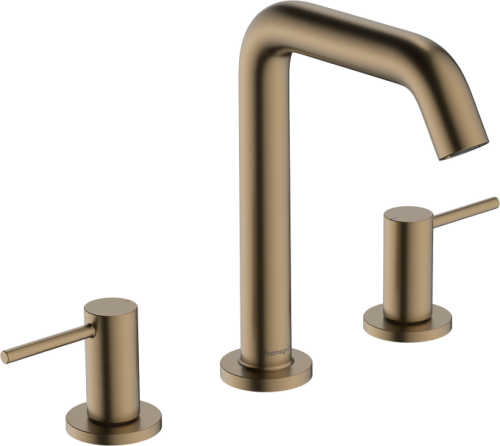 Hansgrohe Tecturis S 3-lyukú mosdócsaptelep 150 EcoSmart+, Push-open lefolyógarnitúrával, szálcsiszolt bronz 73330140