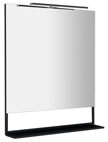 Sapho ERUPTA 80x80 cm tükör MDF polccal és LED világítással, matt fekete ERU335