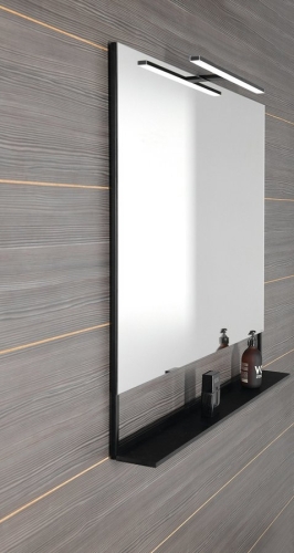 Sapho ERUPTA 100x80 cm tükör MDF polccal és LED világítással, matt fekete ERU340