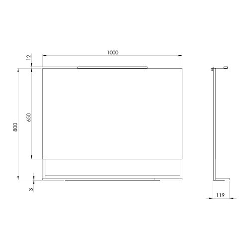 Sapho ERUPTA 100x80 cm tükör MDF polccal és LED világítással, matt fekete ERU340
