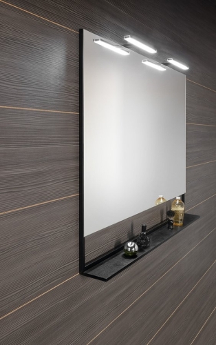 Sapho ERUPTA 120x80 cm tükör MDF polccal és LED világítással, matt fekete ERU345