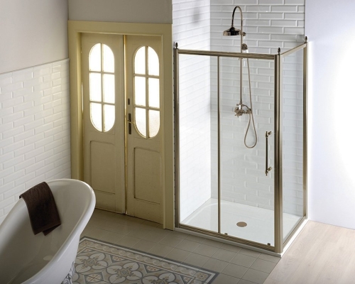 Sapho GELCO ANTIQUE 120 zuhanyajtó transzparent üveggel, bronz GQ4212C