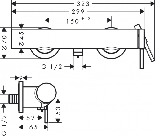 Hansgrohe Tecturis S egykaros zuhanycsaptelep, matt fekete 73622670