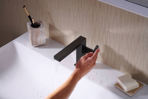 Hansgrohe Tecturis E egykaros mosdócsaptelep Fine 110, CoolStart EcoSmart+, lefolyógarnitúra nélkül, matt fekete 73021670