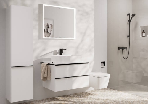 Hansgrohe Tecturis E egykaros mosdócsaptelep Fine 240, CoolStart EcoSmart+, Push-open lefolyógarnitúrával, matt fekete 73070670