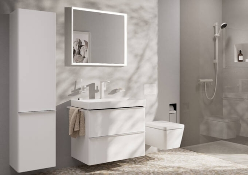 Hansgrohe Tecturis E egykaros mosdócsaptelep Fine 210, elforgatható kifolyóval, CoolStart EcoSmart+, Push-open lefolyógarnitúrával, matt fehér 73060700