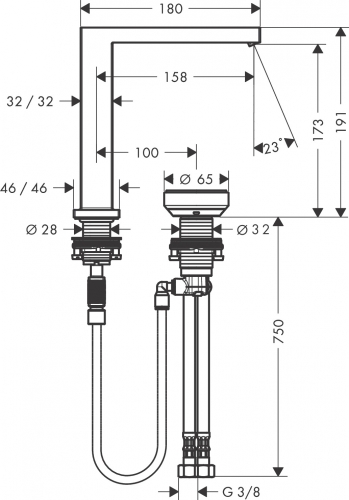 Hansgrohe Tecturis E 2-lyukú mosdócsaptelep 150, CoolStart, lefolyógarnitúrával, matt fekete 73053670