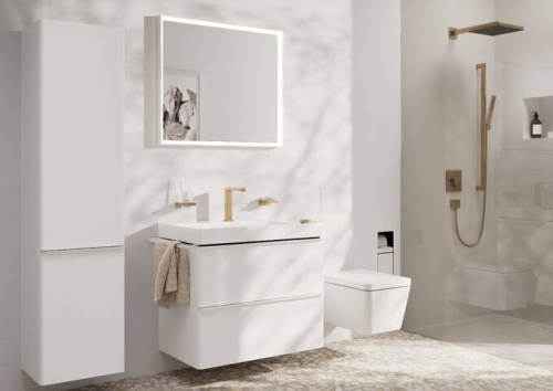 Hansgrohe Tecturis E 2-lyukú mosdócsaptelep 150, CoolStart, lefolyógarnitúrával, szálcsiszolt bronz 73053140