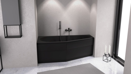 Sapho POLYSAN TIGRA 170x80 cm balos aszimmetrikus kád, matt fekete 90111.21