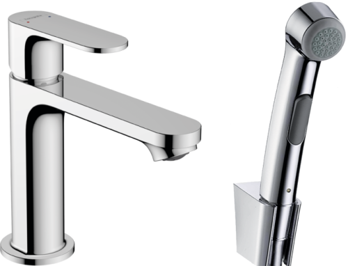 Hansgrohe Rebris S egykaros mosdócsaptelep 110 bidette zuhannyal és zuhanycsővel 160 cm lefolyógarnitúra nélkül, króm 72215000