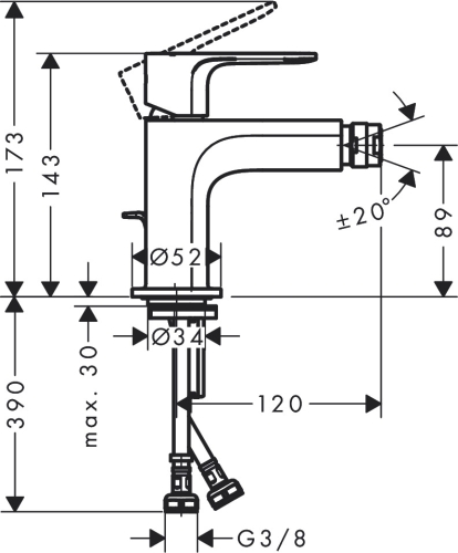 Hansgrohe Rebris S egykaros bidécsaptelep fém automata lefolyógarnitúrával, matt fekete 72212670