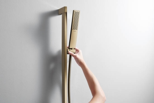 Hansgrohe Unica E Puro 90 cm fali zuhanyrúd könnyen csúsztatható kézizuhanytartóval, szálcsiszolt bronz 24403140