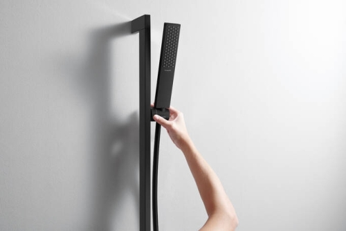 Hansgrohe Unica E Puro 65 cm fali zuhanyrúd könnyen csúsztatható kézizuhanytartóval, matt fekete 24404670