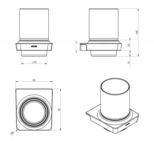 Sapho ZEN BLACK fogkefetartó pohár, fekete 166442