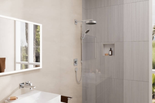 Hansgrohe ShowerSelect Comfort E Falsík alatti termosztát, 2 funkciós, beépített biztonsági kombinációval EN1717, króm 15578000