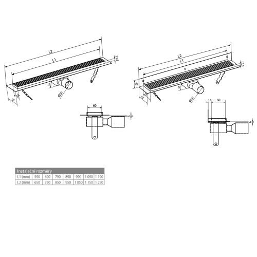 Sapho GELCO MANUS INOX 750 zuhanyfolyóka, fekete GMO13B