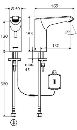 Schell XERIS E elektronikus mosdócsaptelep elemes 012940699