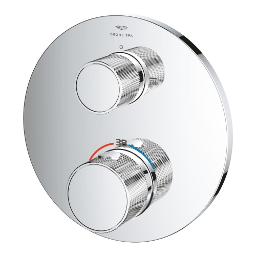 Grohe Atrio Private Collection termosztatikus zuhanycsaptelep 2 kimenethez, beépített elzáró/váltó szeleppel, gombbal, króm 24396000