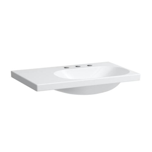 Laufen Lua aszimmetrikus mosdó bal oldali pulttal, három csaplyukkal, túlfolyó nélkül LCC felülettel 75x46 cm H8170854001581